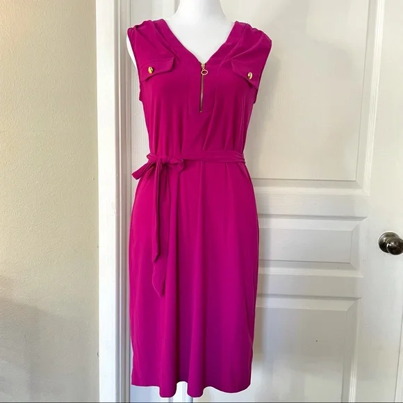 Emma & Michele | Dresses | Emma Michele Hot Pink Dress Wgold Tone Accents |  Poshmark